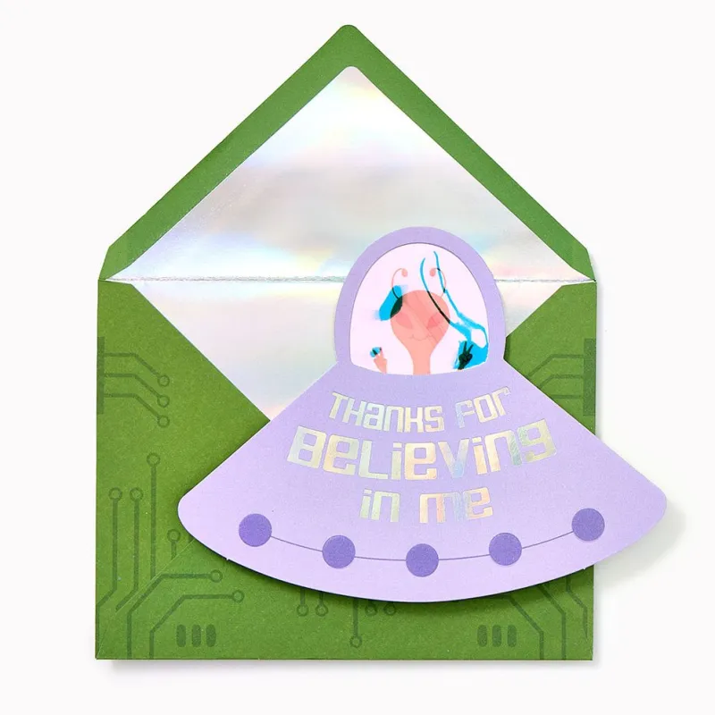 Believing In Me Alien Embellished Thank You Card made by Paper Source