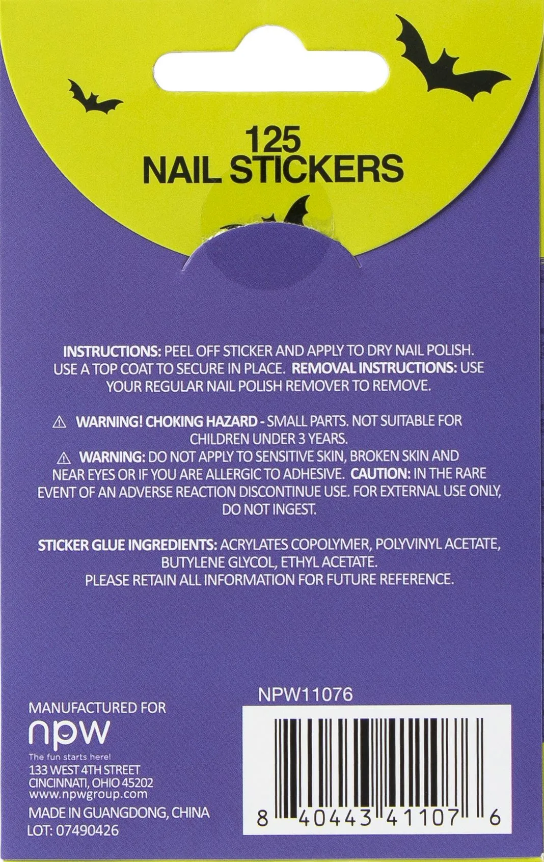 Halloween 26' Bat Nail Stickers sold by Paper Source product image thumbnail 2