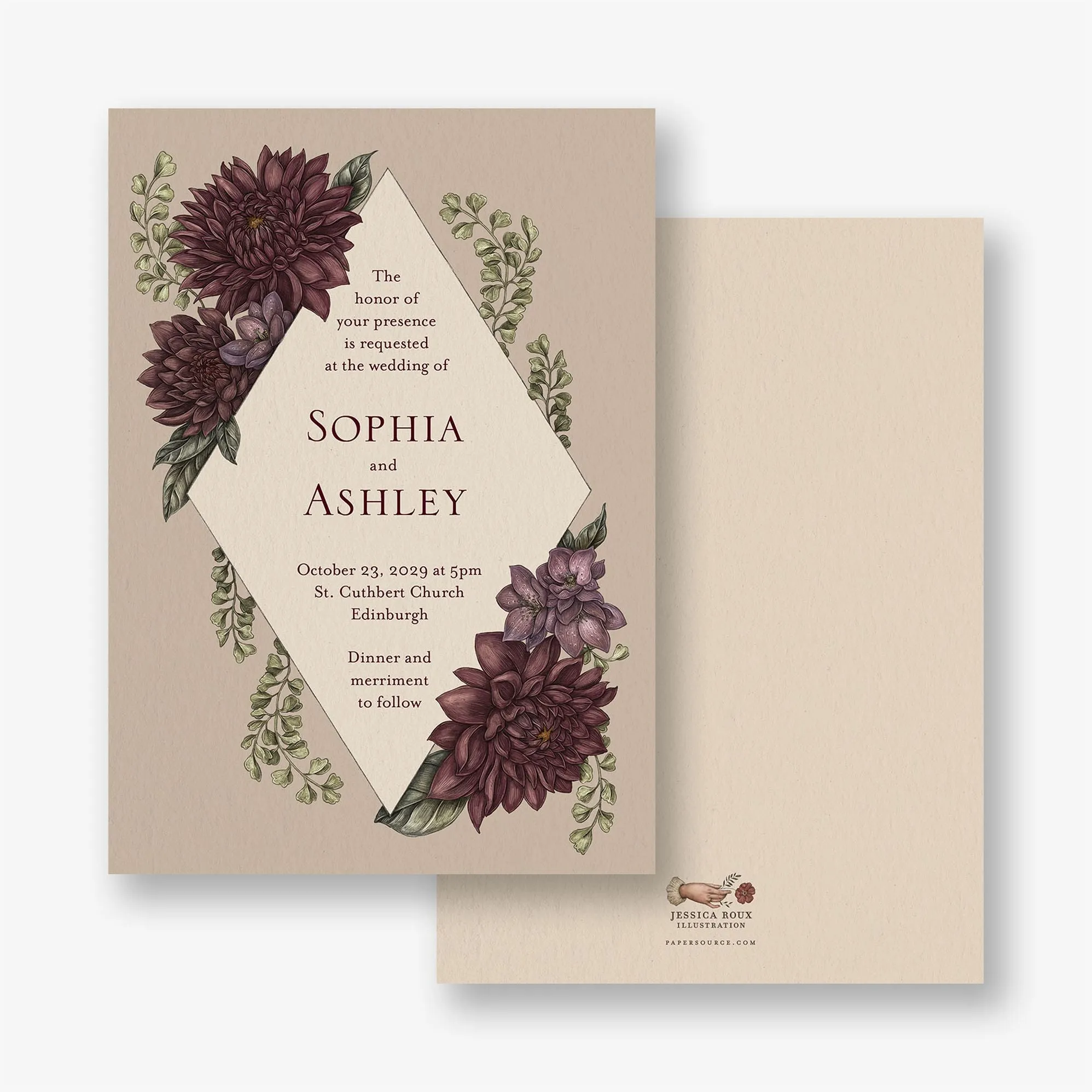 Moody Dahlias Wedding Invitation sold by Paper Source product image thumbnail 4