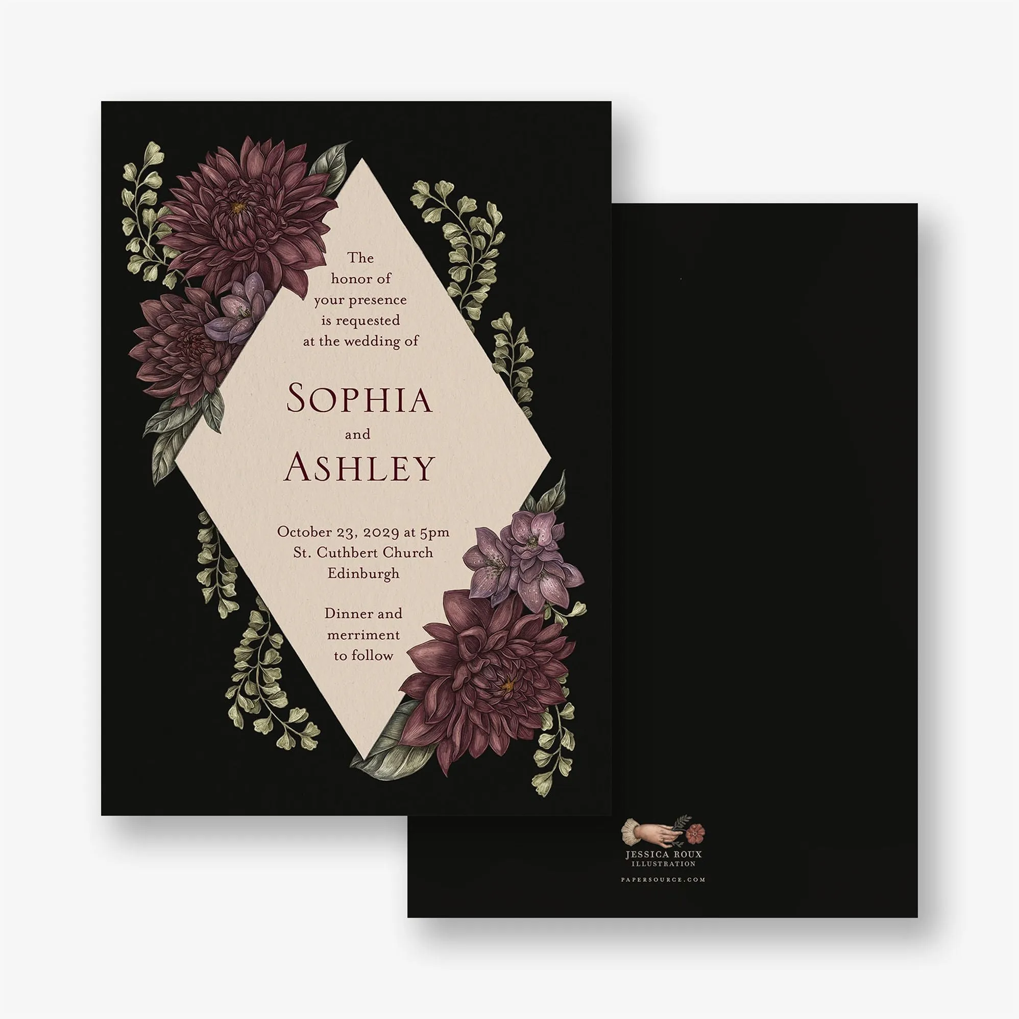 Moody Dahlias Wedding Invitation sold by Paper Source product image thumbnail 2