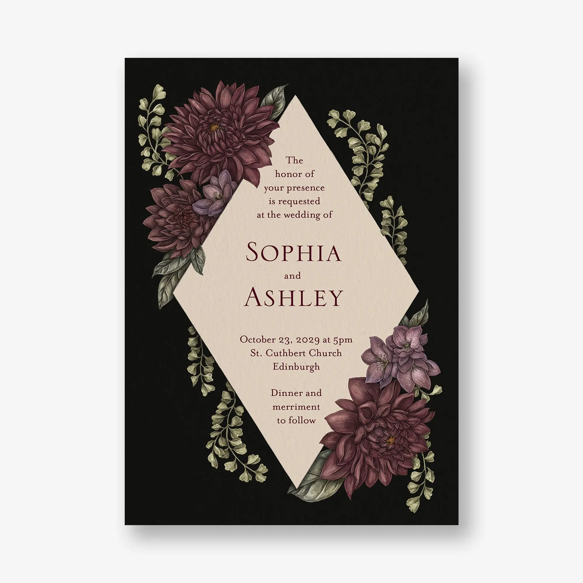 Moody Dahlias Wedding Invitation sold by Paper Source product image thumbnail 3