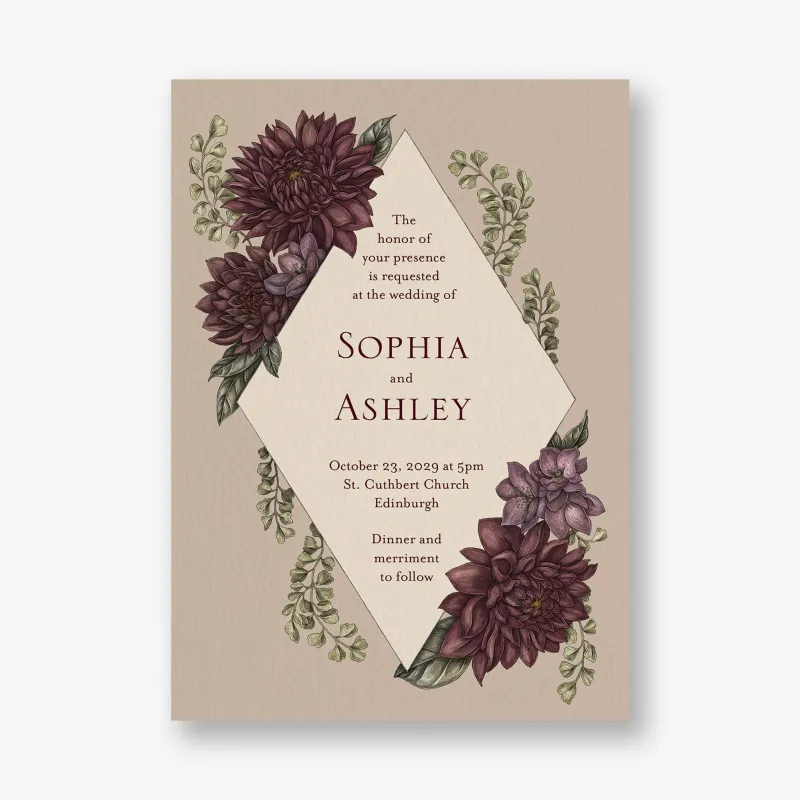 Moody Dahlias Wedding Invitation made by Paper Source