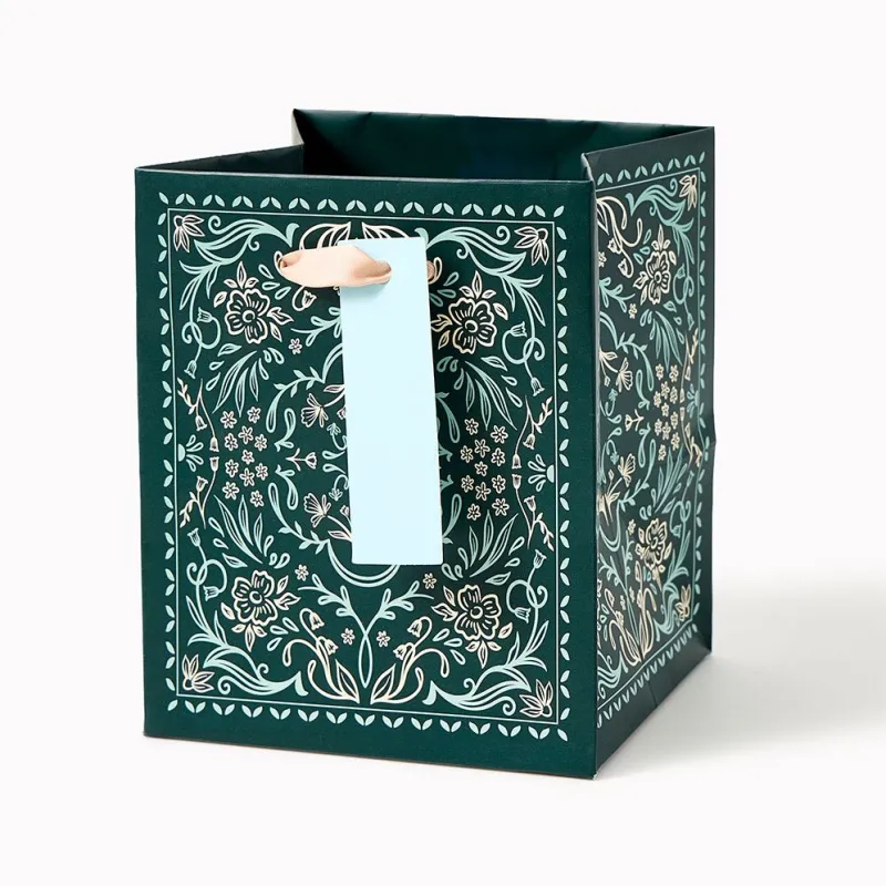 Folk Floral Small Square Gift Bag made by Paper Source