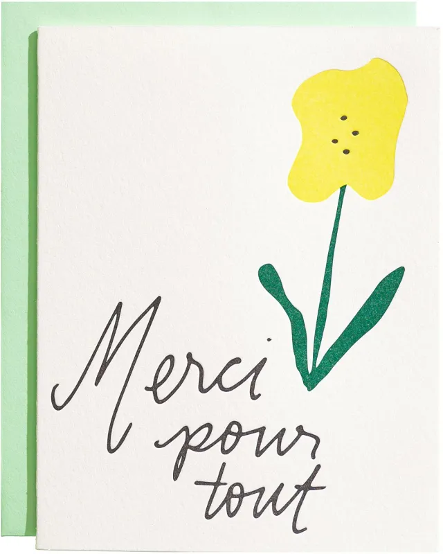 Merci Pour Tout Thank You Card made by SHORTHAND PRESS