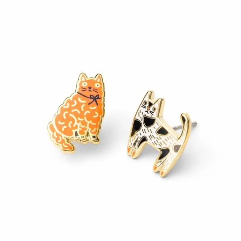 Cats Stud Earrings made by Yellow Owl Workshop