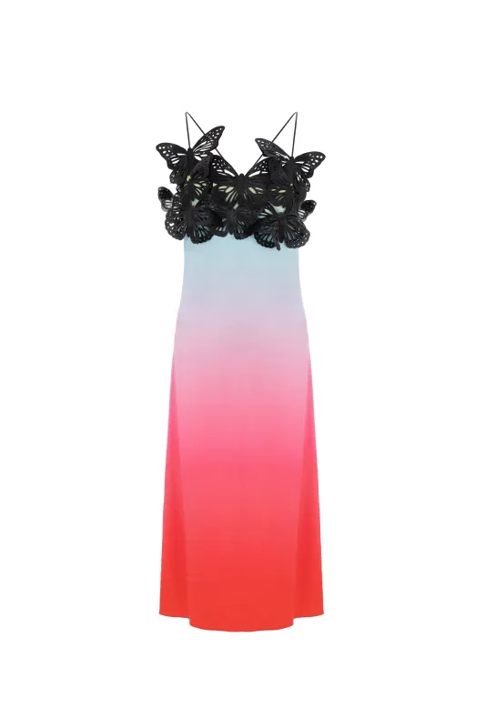 Шовкова сукня міді прикрашена аплікаціями з метеликами sold by PASKAL