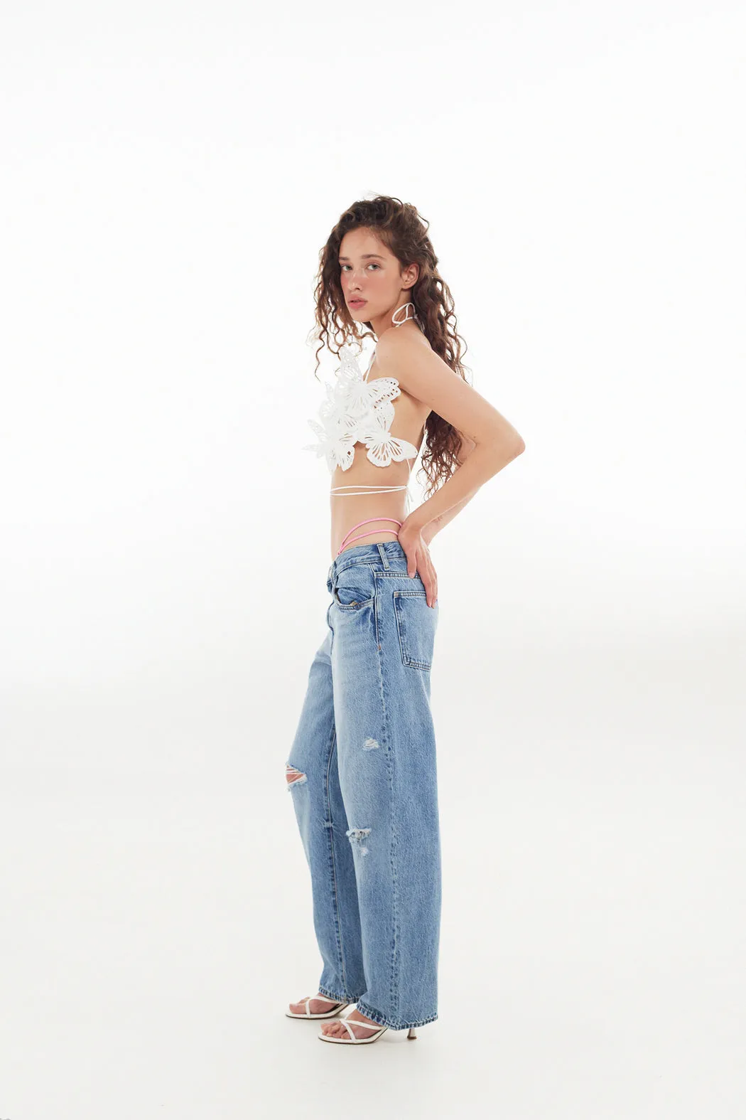 Укорочений топ-бандо Alexandra прикрашений метеликами молочний sold by PASKAL product image thumbnail 5