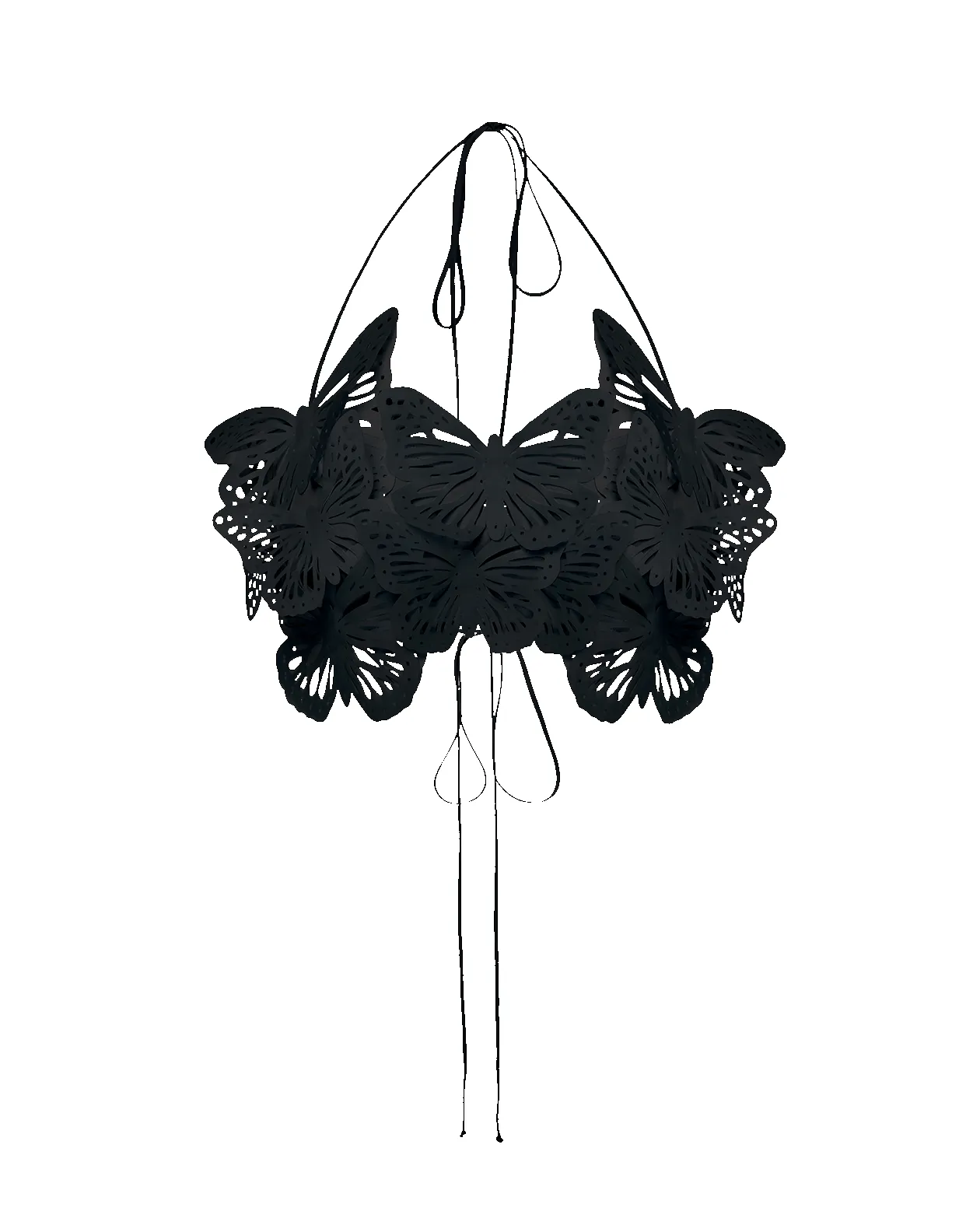 Укорочений топ-бандо Alexandra прикрашений метеликами чорний sold by PASKAL