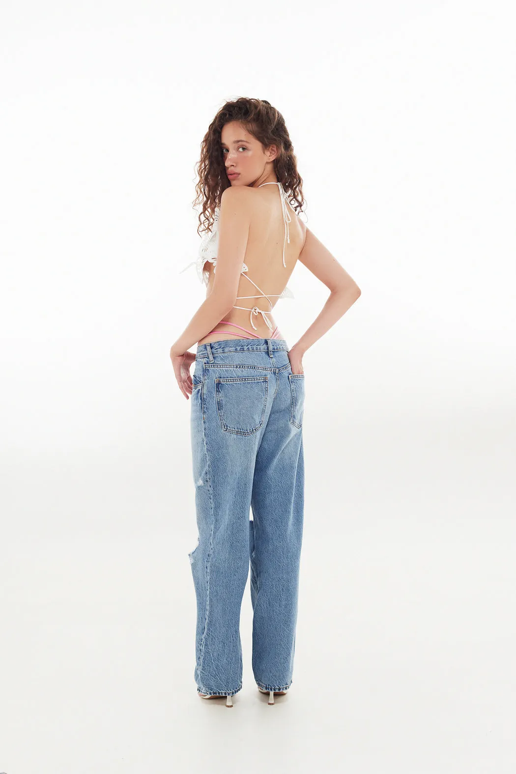 Укорочений топ-бандо Alexandra прикрашений метеликами білий sold by PASKAL product image thumbnail 5