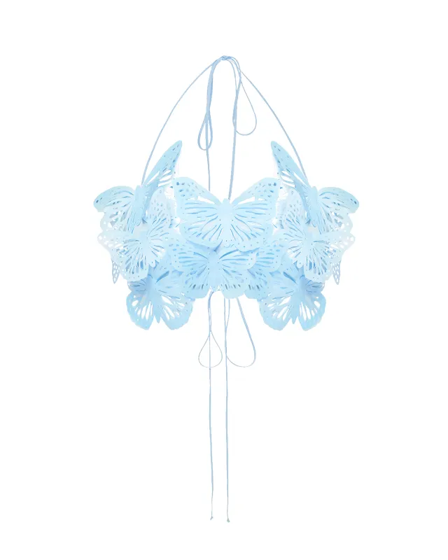 Укорочений топ-бандо Alexandra прикрашений метеликами блакитний sold by PASKAL