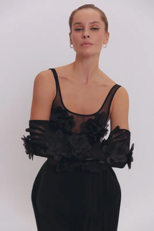 Боді Tiny Peony чорне made by PASKAL