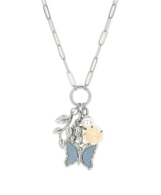 Long Multi Charm Necklace - Blue Butterfly sold by Patricia Nash