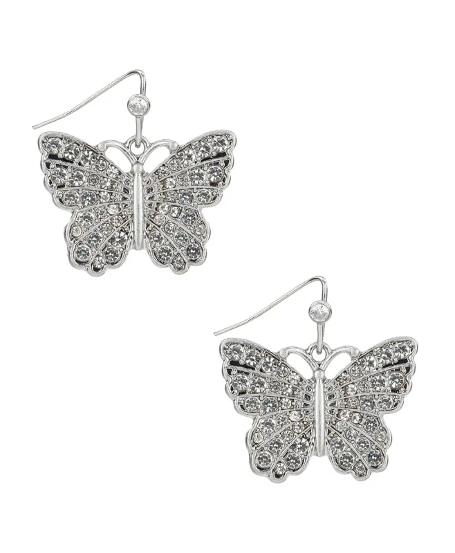 Pave Butterfly Drop Earrings - Blue Butterfly made by Patricia Nash