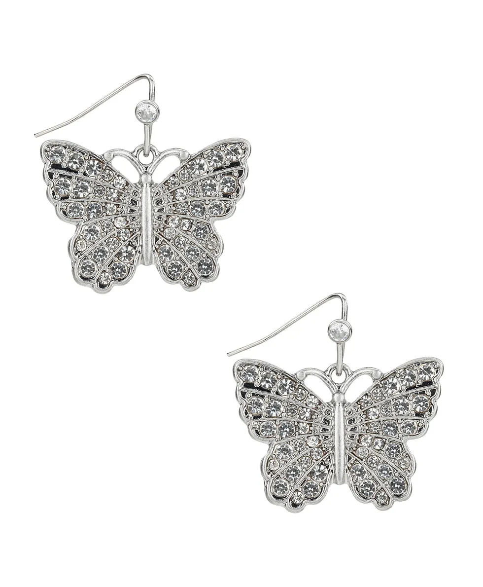 Pave Butterfly Drop Earrings - Blue Butterfly sold by Patricia Nash