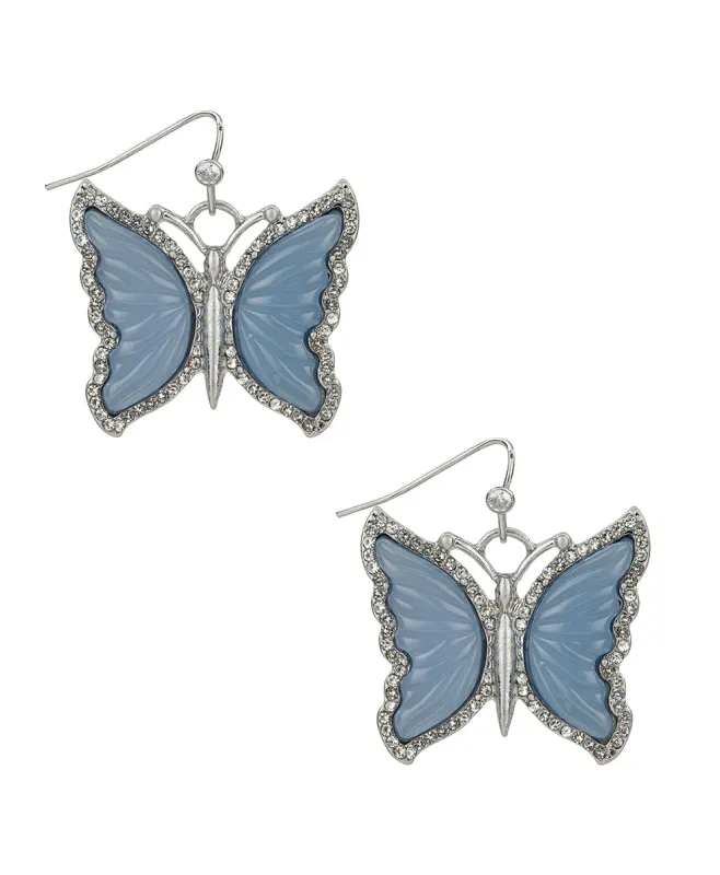 Carved Butterfly Drop Earrings - Blue Butterfly made by Patricia Nash