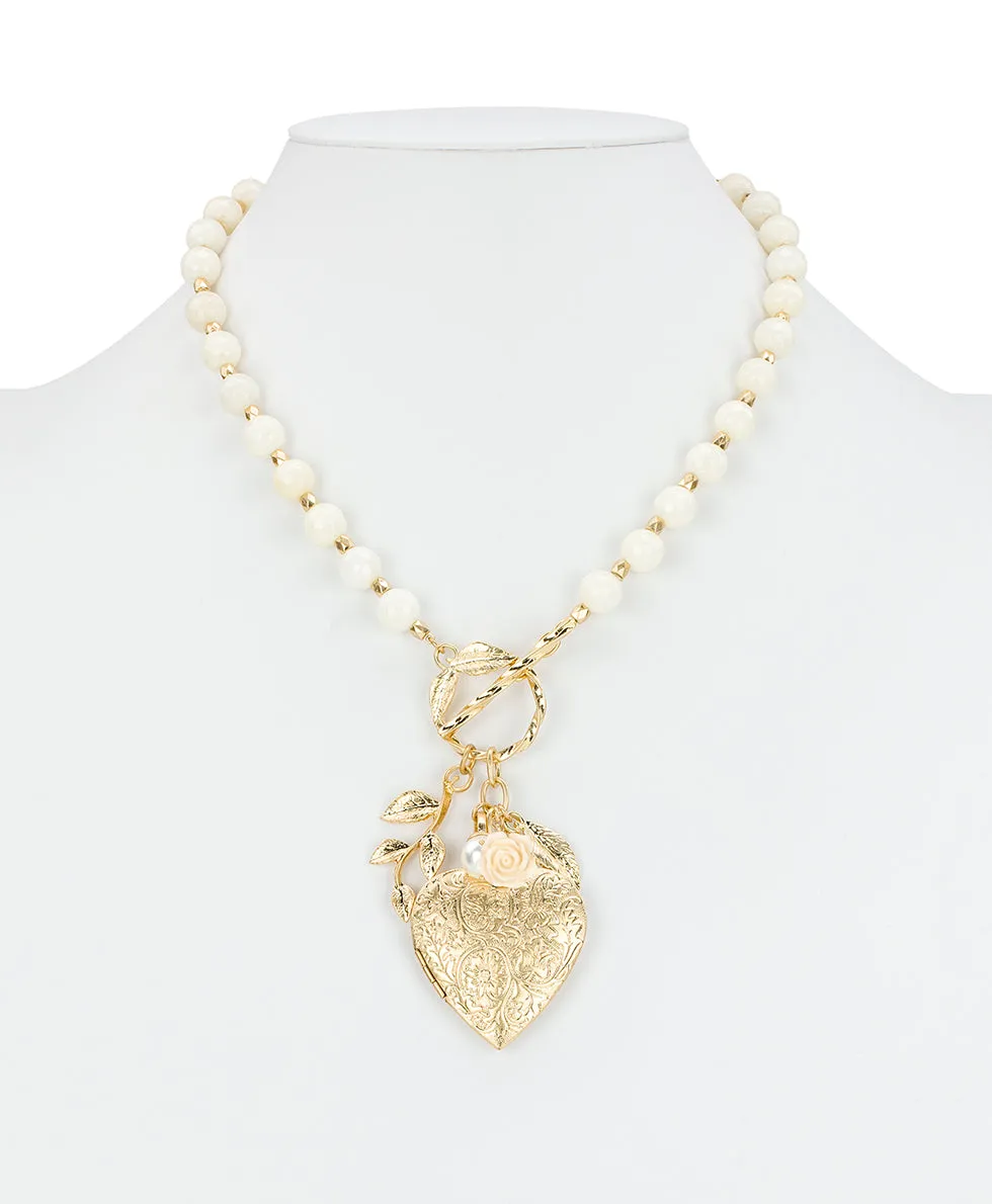 Large Heart Locket Necklace - Rose Garden sold by Patricia Nash product image thumbnail 4
