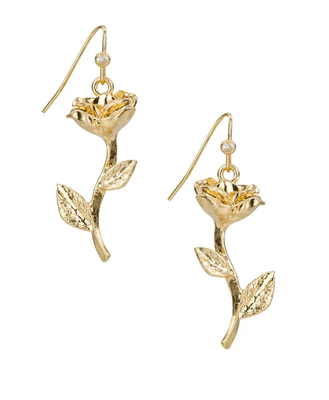 Rose with Stems Dangle Earrings - Rose Garden made by Patricia Nash