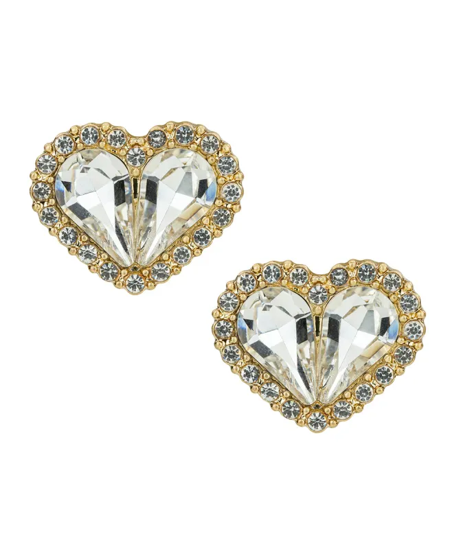 Pave Heart Post Earrings - Lovely Sparkle made by Patricia Nash