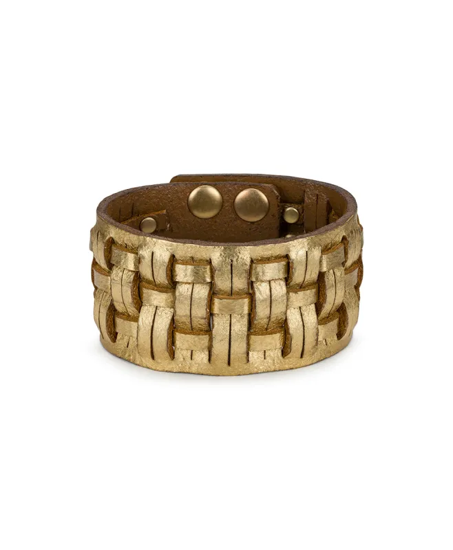 Woven Snap Cuff - Woven Leather Collection made by Patricia Nash