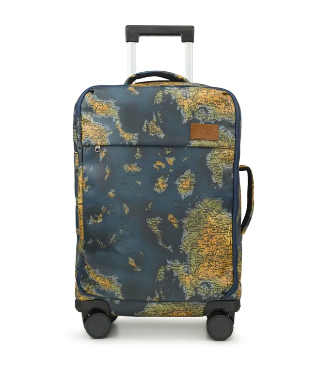 Cagliari Roller Duffel - Patina Coated Linen Canvas ‑ Greek Map sold by Patricia Nash