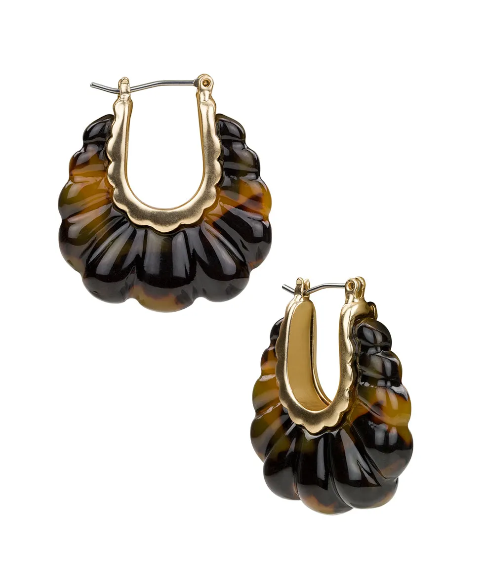 Scalloped Hoop Earrings - Resin Tortoise sold by Patricia Nash