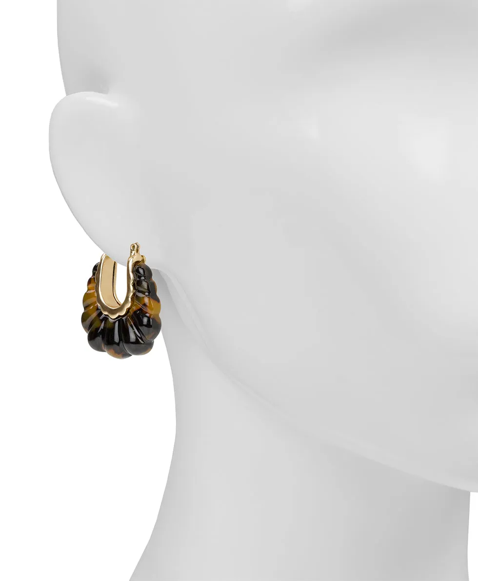Scalloped Hoop Earrings - Resin Tortoise sold by Patricia Nash product image thumbnail 2