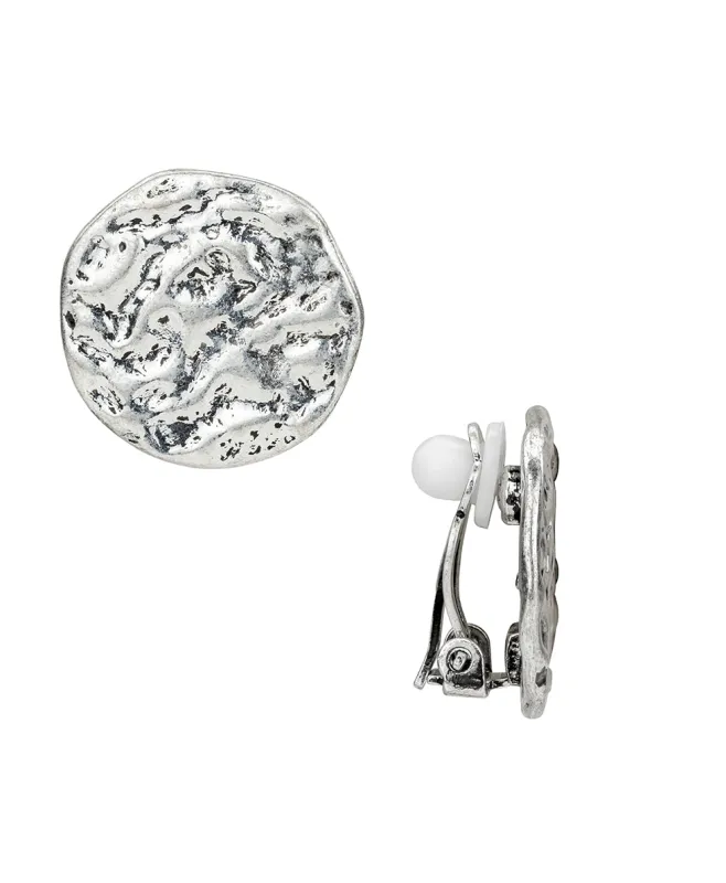 Button Clip Earrings - Hammered Link made by Patricia Nash