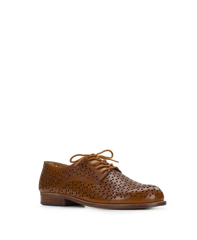 Silvio Oxford Shoes - Perforated Leather ‑ Tan sold by Patricia Nash