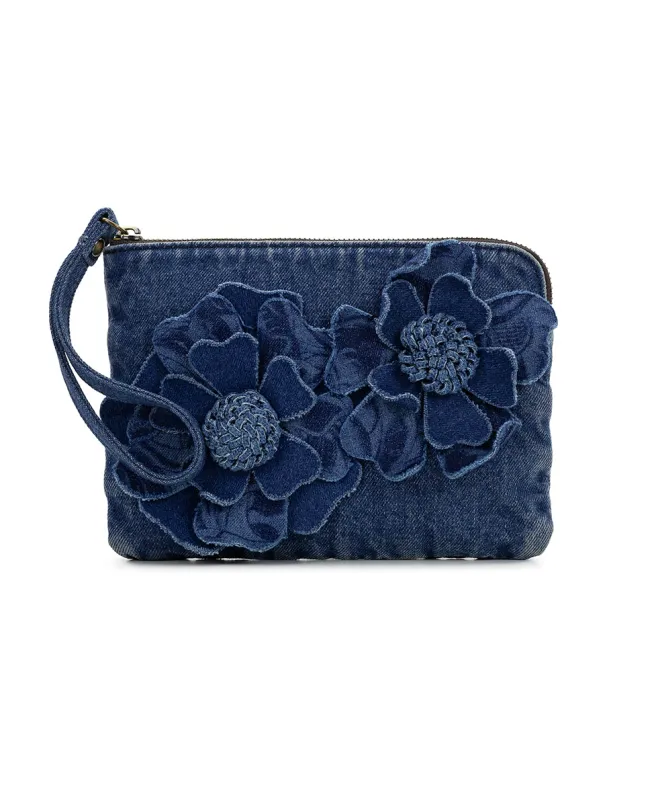 Cassini Wristlet - Floral Applique Denim sold by Patricia Nash