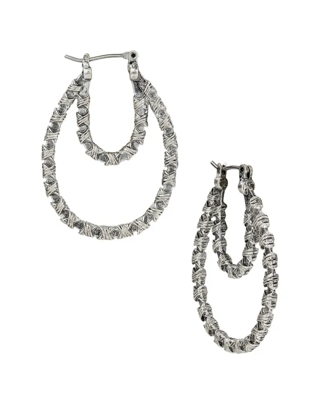 Double Hoop Earrings - Woven Metal made by Patricia Nash