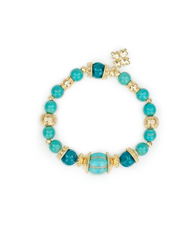 Teal Bead Stretch Bracelet - Eclectic Bead sold by Patricia Nash