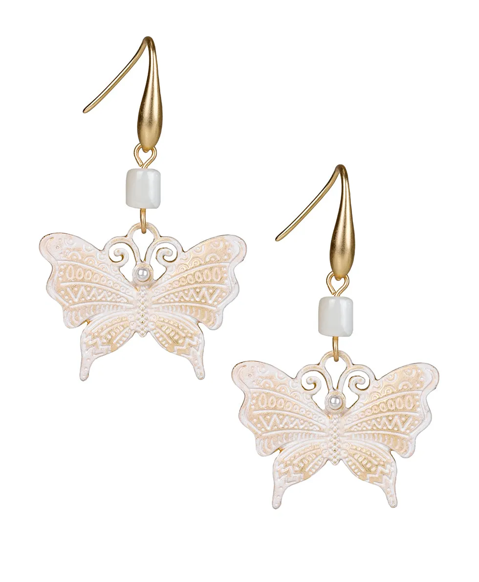 Butterfly Wire Drop Earrings - White Hot sold by Patricia Nash