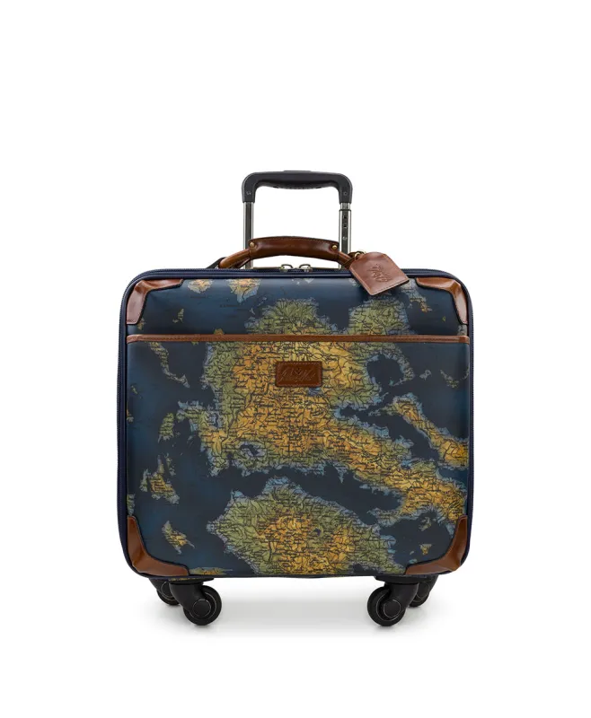 Velino Trolley -  Patina Coated Linen Canvas – Greek Map sold by Patricia Nash