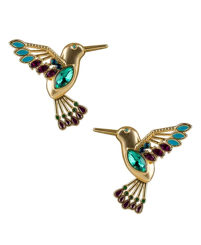 Multi Jeweled Hummingbird Post Earrings - Hummingbird made by Patricia Nash