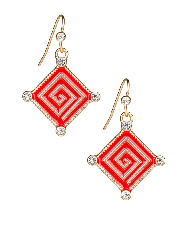 Greek Key Dangle Earrings - Good Luck Charm made by Patricia Nash