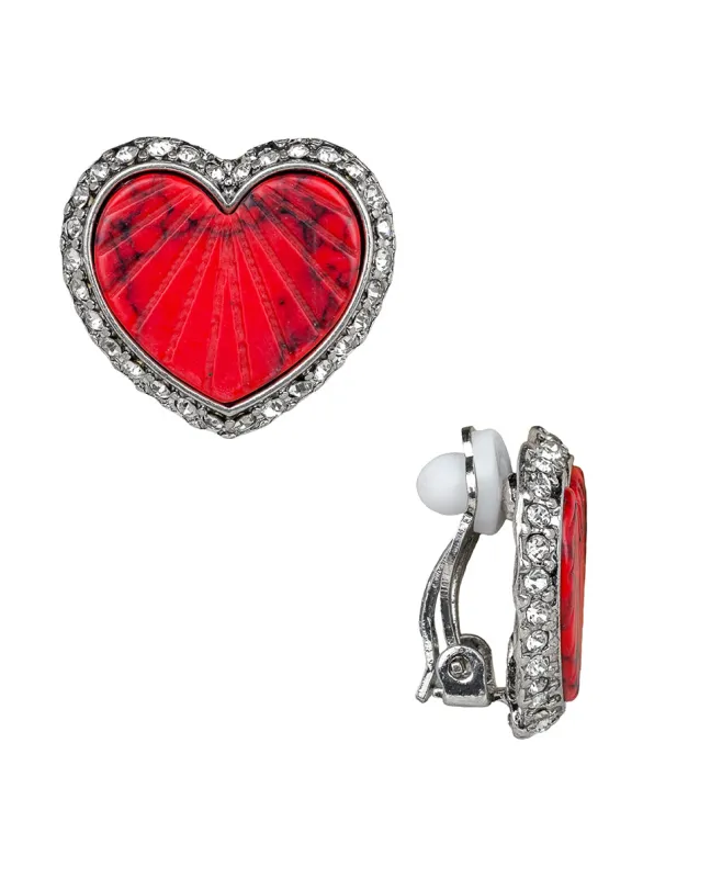 Heart Button Clip Earrings - Lovely Stone sold by Patricia Nash