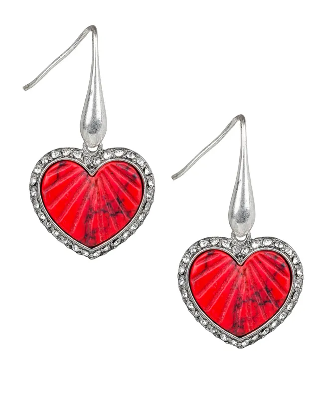 Heart Drop Earrings - Lovely Stone made by Patricia Nash