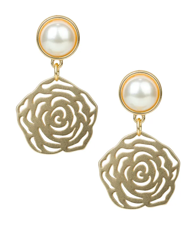 Mabe Pearl Laser Cut Earrings - Rosey made by Patricia Nash