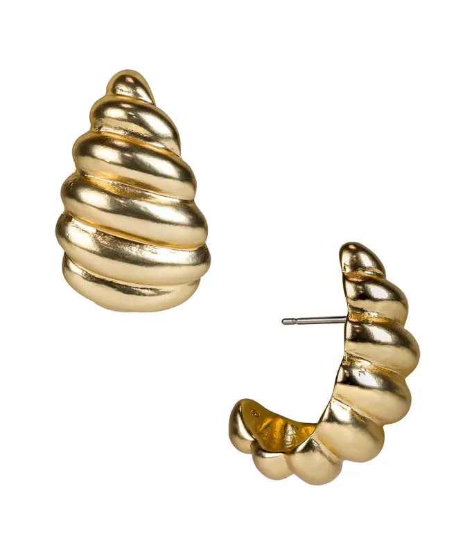 Scalloped J Hoop Post Earrings - Rope Ring sold by Patricia Nash