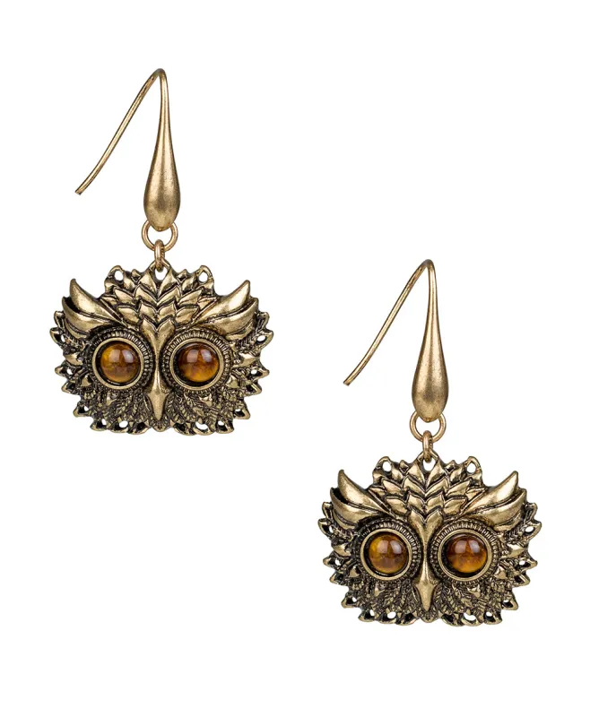 Owl Head Drop Earrings - Night Owl made by Patricia Nash
