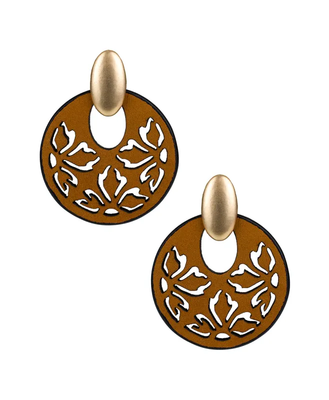 Galati Doorknocker Post Earrings - Leather Lace made by Patricia Nash