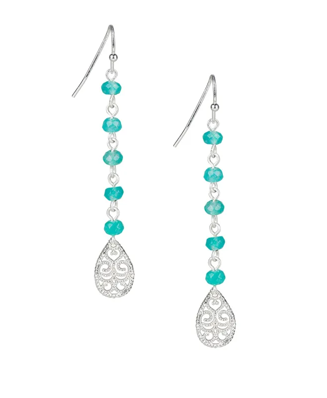 Tear Drops on Beaded Chain Earrings - Filigree and Flutter made by Patricia Nash