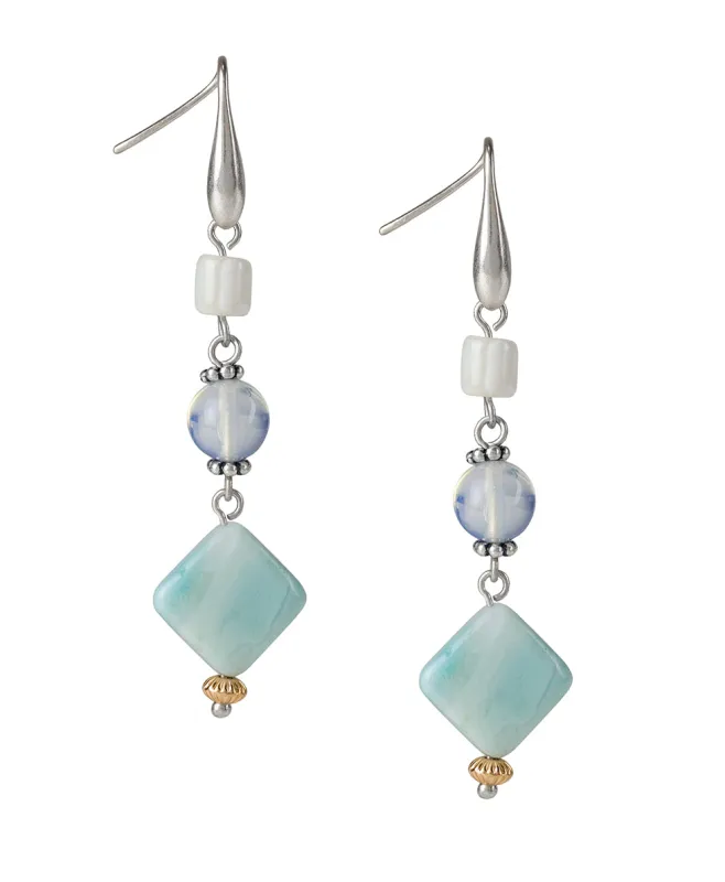 Diamond Double Drop Earrings - Eclectic Bead sold by Patricia Nash