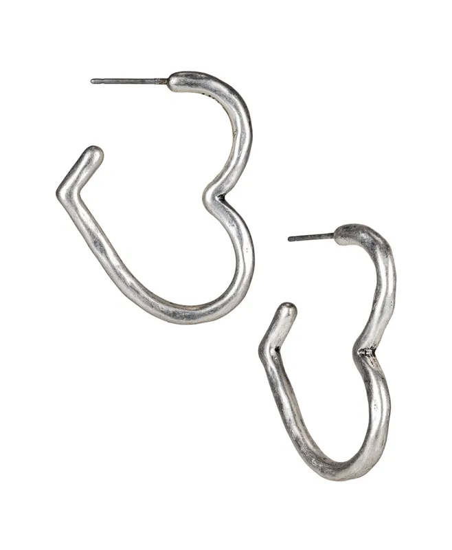 Hammered Heart Hoop Earrings - Not So Basics made by Patricia Nash