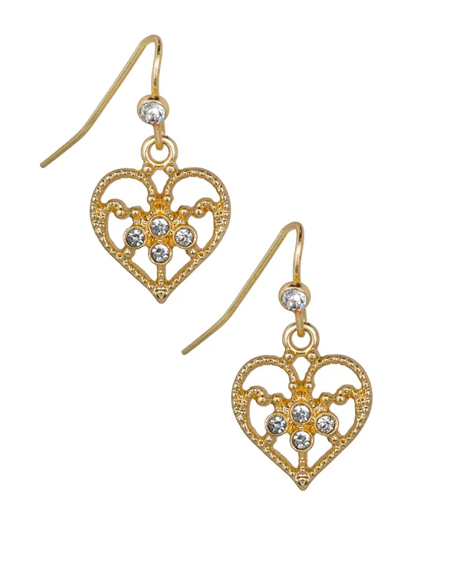 Mini Heart Drop Earrings - Filigree sold by Patricia Nash