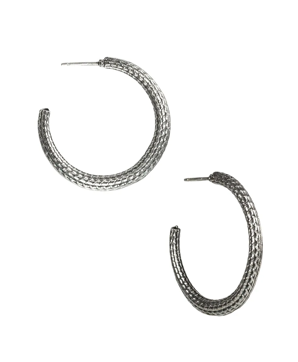 Textured Knife Edge Hoop Earrings - Not So Basics sold by Patricia Nash product image thumbnail 3