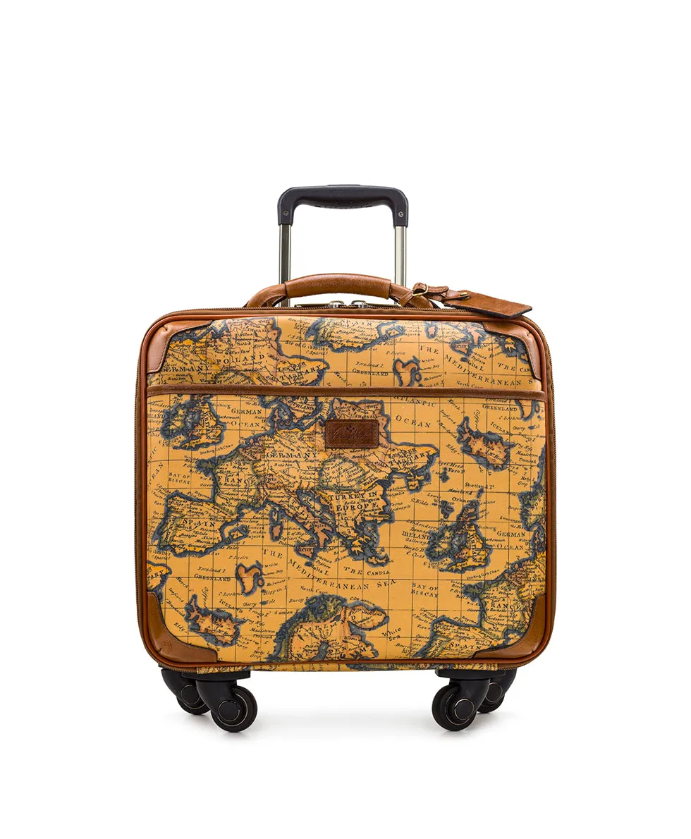 Velino Trolley - Patina Coated Linen Canvas — European Map Print sold by Patricia Nash