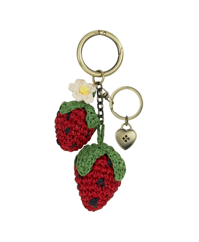 Raffia Strawberry Bag Charm made by Patricia Nash