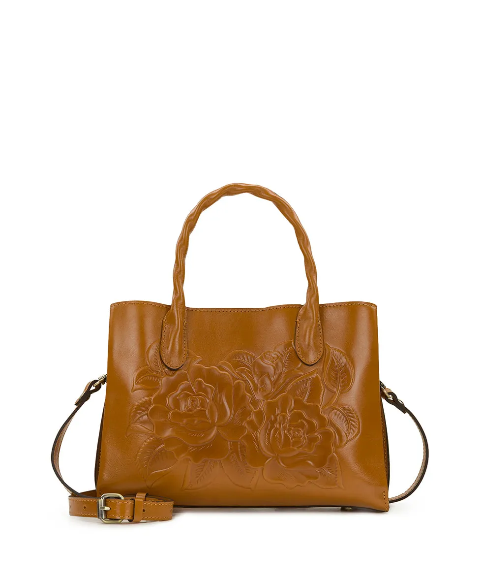 Genovese Satchel - Vintage Veg Tan Rose Tooled sold by Patricia Nash