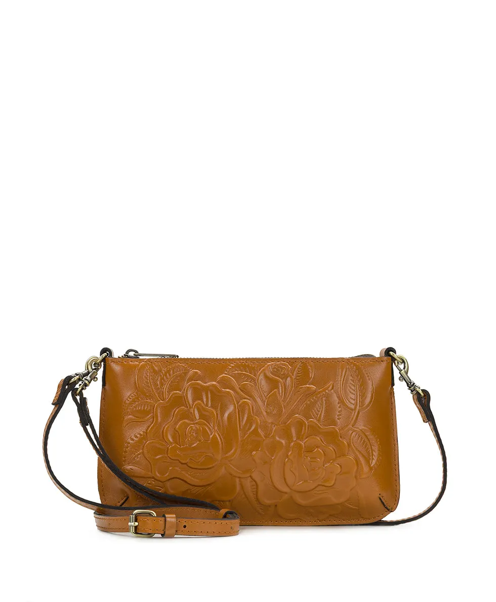 Laurina Wristlet Crossbody - Vintage Veg Tan Rose Tooled sold by Patricia Nash
